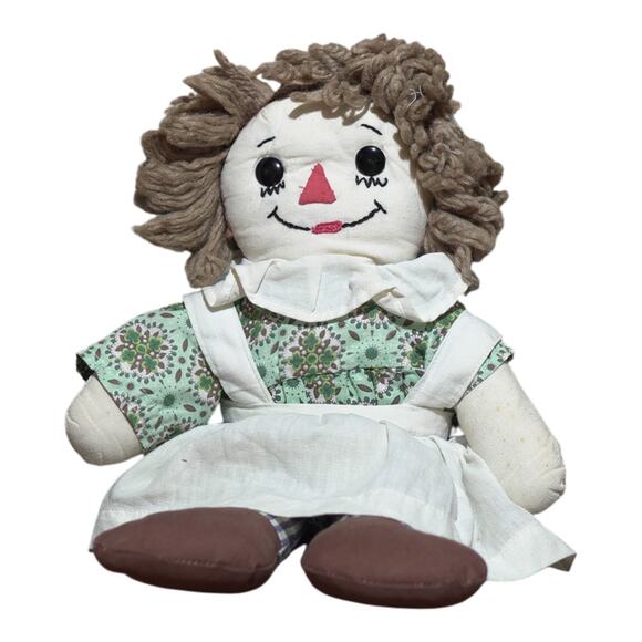 Vintage Raggedy Ann Cloth Doll 13" Rag Doll Yarn Brown Hair Two-Face - Picture 3 of 12